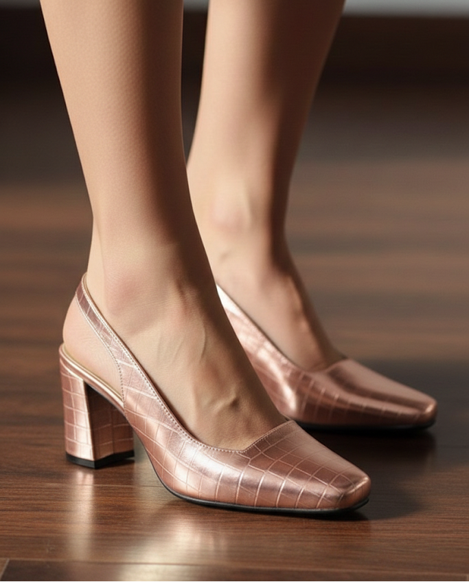 Blush Block Pumps